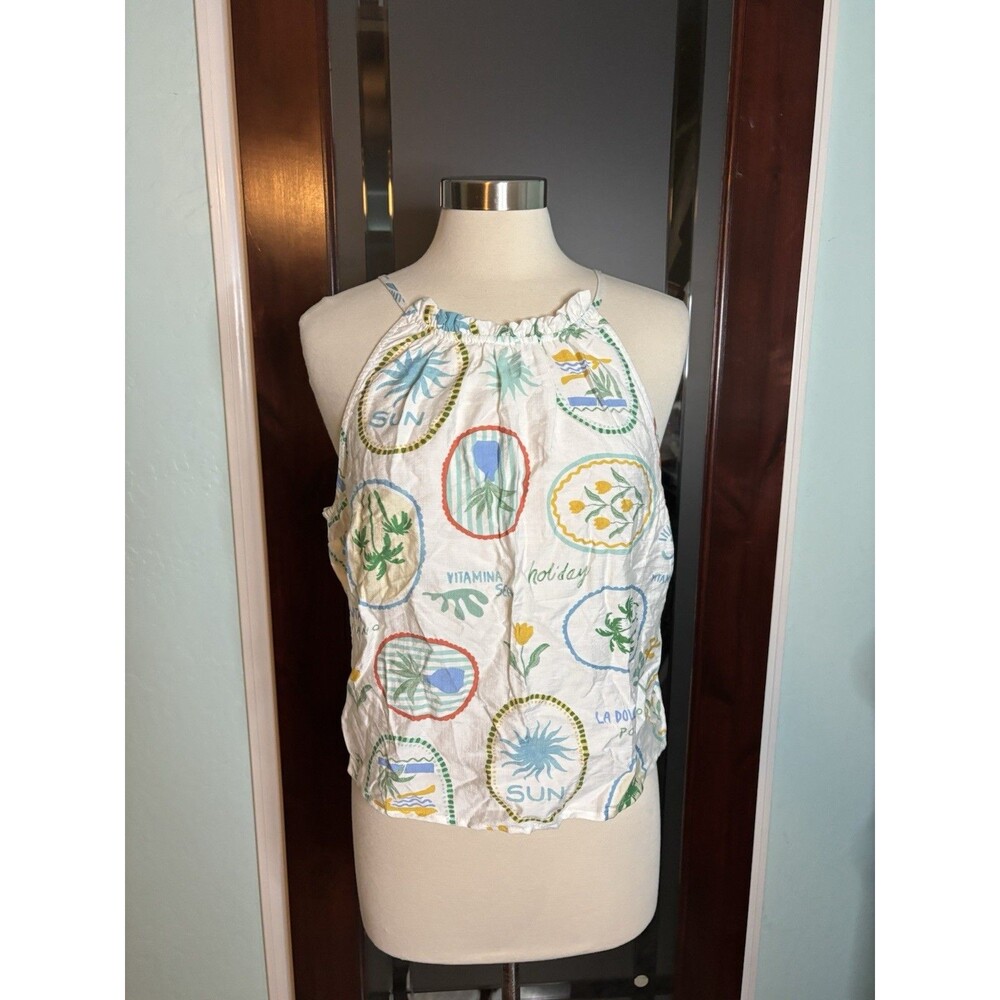 Women’s Vacation Tropical Positano Monteau Los Angeles Boho Halter Tank Top XL